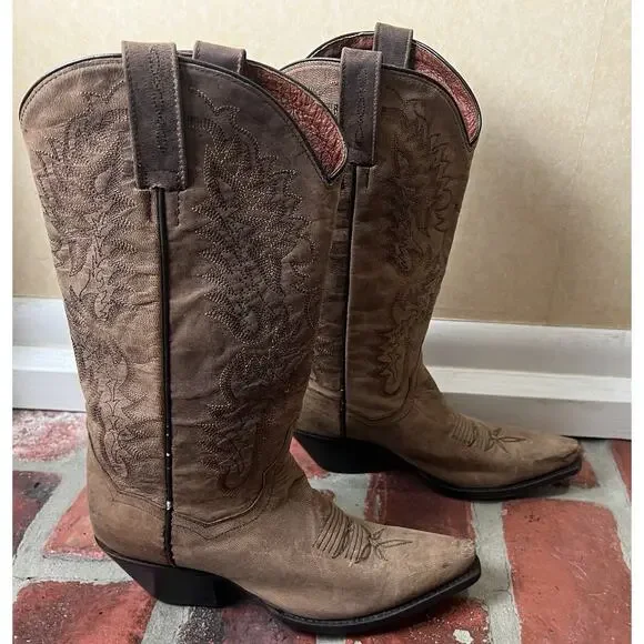 Dan Post Brown Leather Cowboy Boots Size 6 Womens Western - Picture 3 of 12